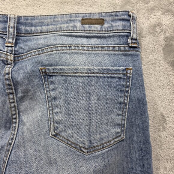 Kut From The Kloth Jeans Womens 6 Blue Cuffed Distressed Raw Hem Cropped Denim - Picture 4 of 10